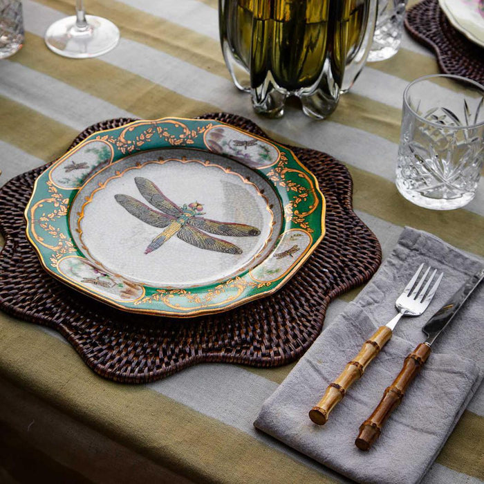 Paume Scallop Rattan Placemat Antique Brown