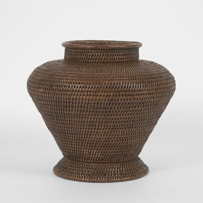 Paume Rattan Flower Urn Large Antique Brown