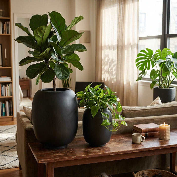 Sphere Tall Planter Black