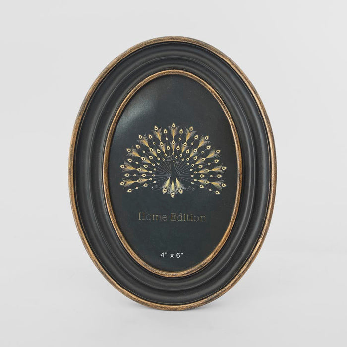 Vera Oval Photo Frame 4 x 6 Black & Gold