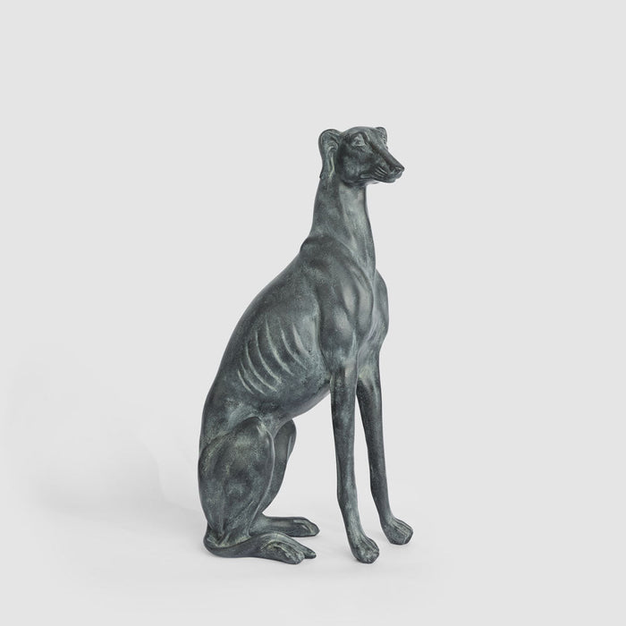 Lino Dog Sculpture Sitting Black 79cm