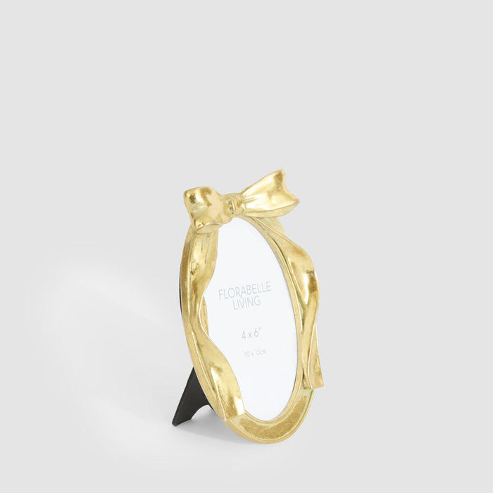 Lumi Oval Bow 4 x 6  Photo Frame Gold