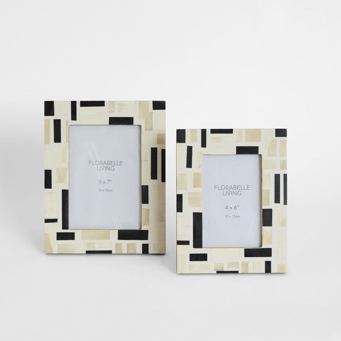 Cubo Bone Inlay 5 x 7 Photo Frame White & Black