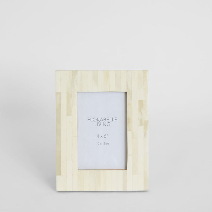 Nira Bone Inlay 4 x 6 Photo Frame White