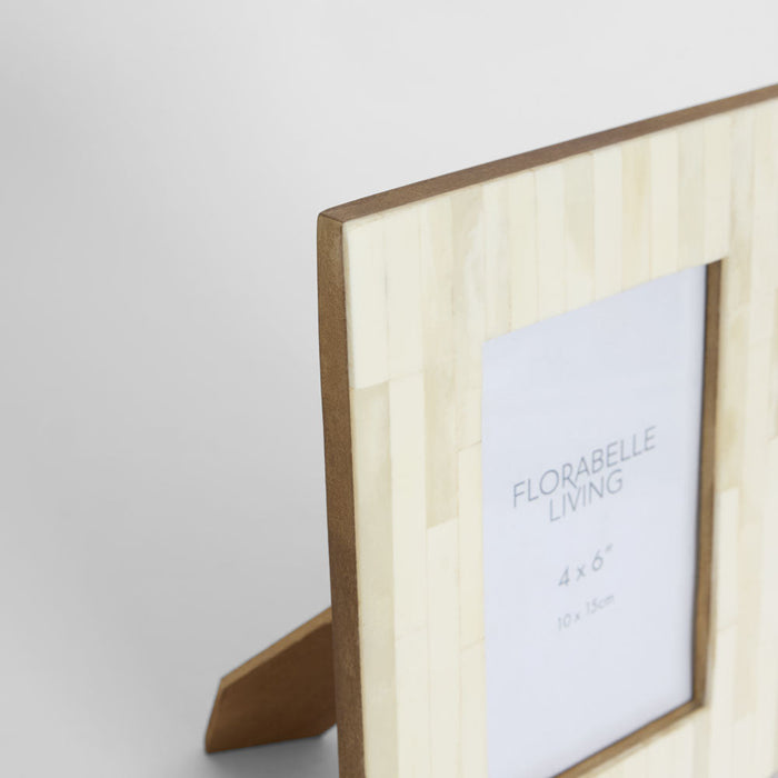 Nira Bone Inlay 4 x 6 Photo Frame White