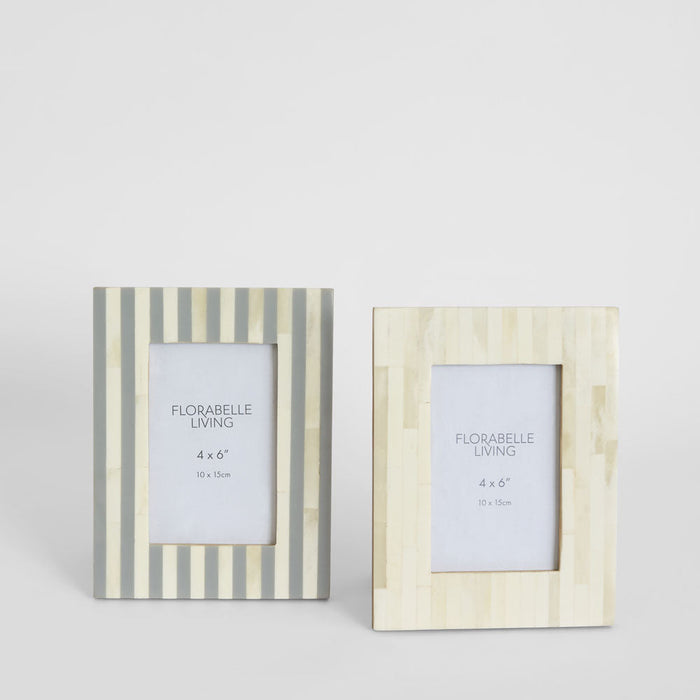 Nira Bone Inlay 4 x 6 Photo Frame White