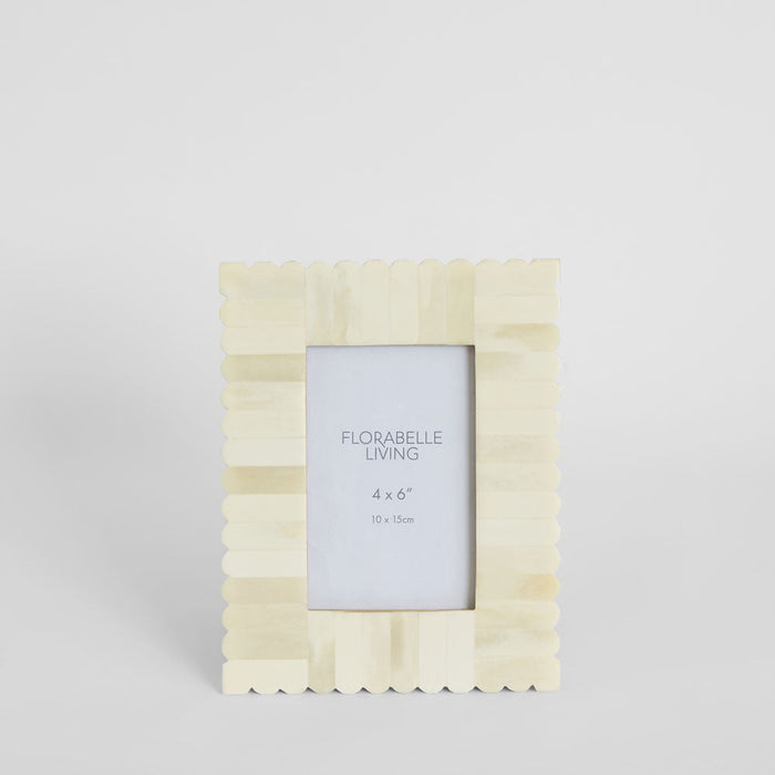 Rhea Bone Inlay 4 x 6 Photo Frame White
