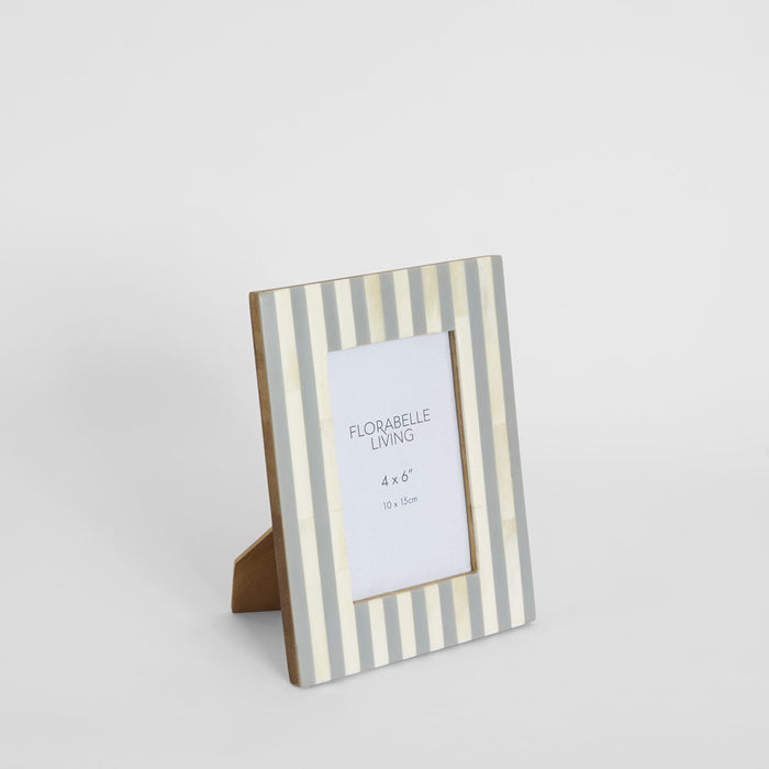 Lira Bone Inlay 4 x 6 Photo Frame Grey & White