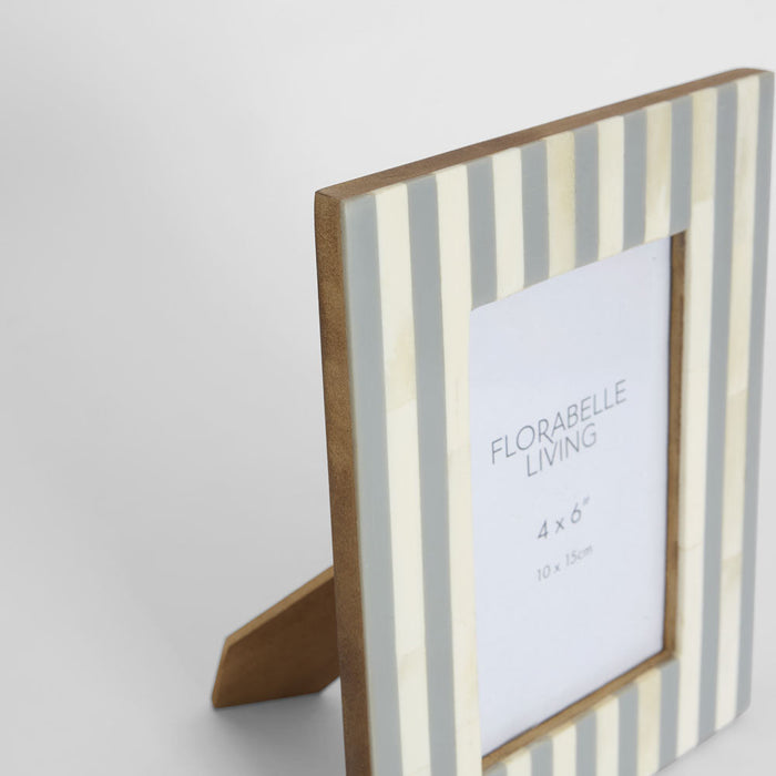 Lira Bone Inlay 4 x 6 Photo Frame Grey & White