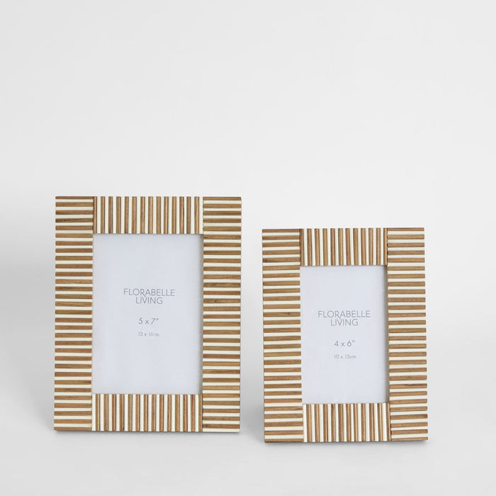 Oran Bone Inlay 4 x 6 Photo Frame Brown & White