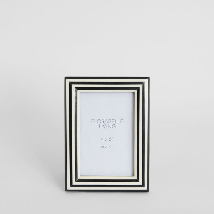 Aaro Bone Inlay 4 x 6 Photo Frame Black & White