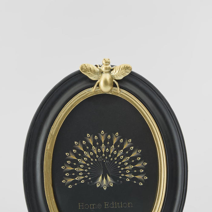 Vera Bee Oval Photo Frame 4 x 6 Black & Gold