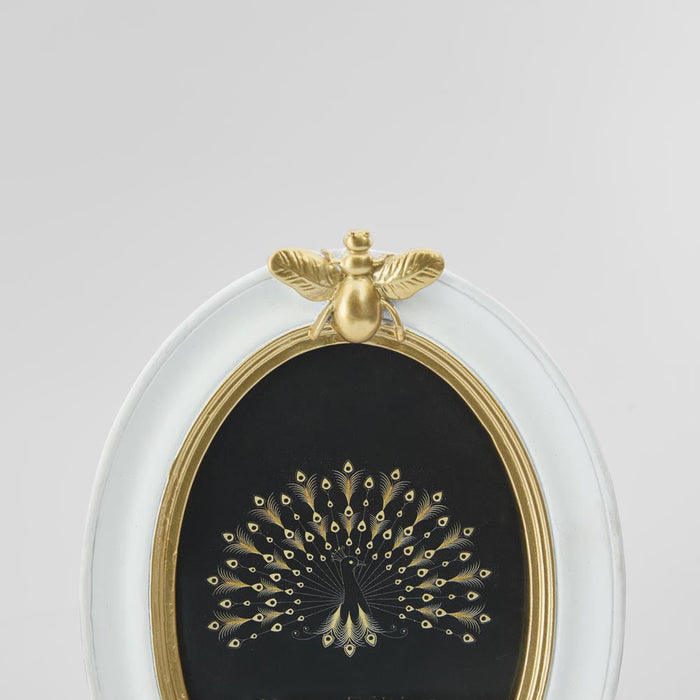 Vera Bee Oval Photo Frame 4 x 6 White & Gold