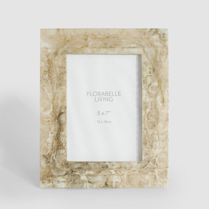 Mist 5 x 7 Ribbed Resin Photo Frame Beige