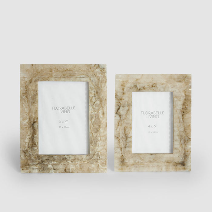 Mist 5 x 7 Ribbed Resin Photo Frame Beige