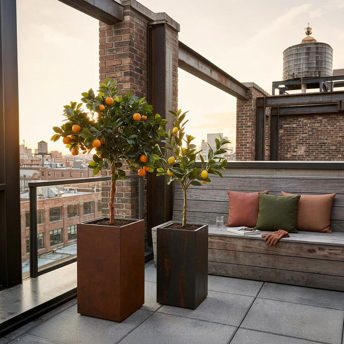 Odile Fiber Cement Planter with Wheels Rust