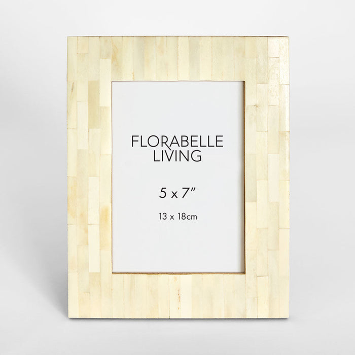 Nira Bone Inlay 5 x 7  Photo Frame White