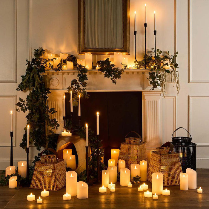 LED Battery Operated Wax Flameless Candle White 20cm