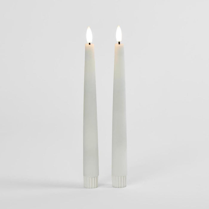LED Battery Operated Wax Taper Candles White 22cm