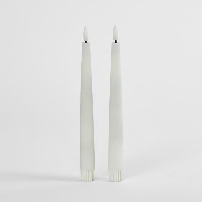 LED Battery Operated Wax Taper Candles White 22cm