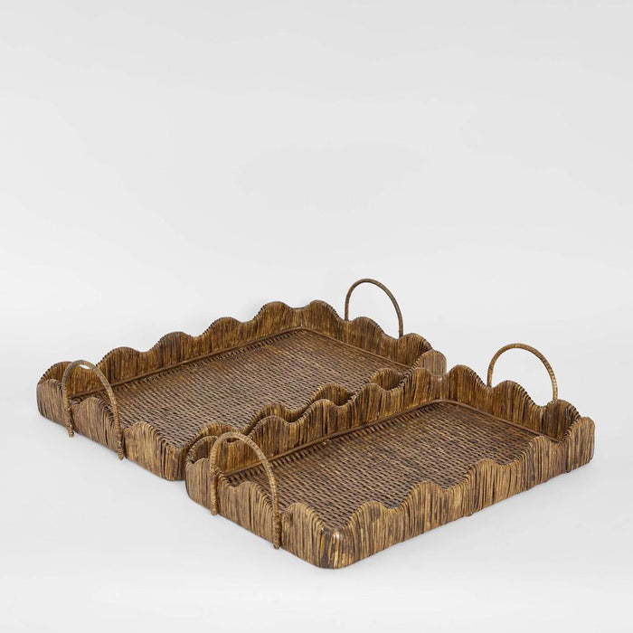 Emma Rattan Scallop Tray Natural