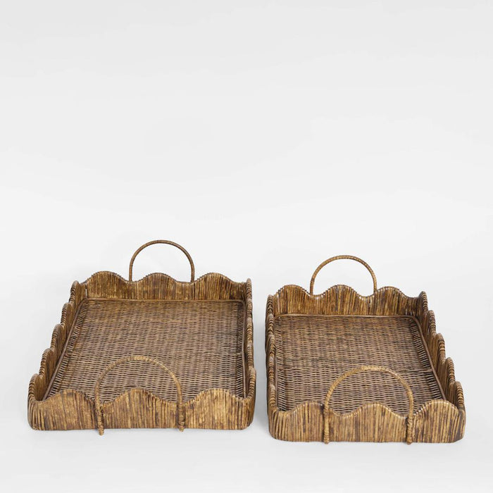 Emma Rattan Scallop Tray Natural