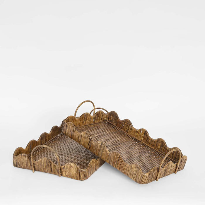 Emma Rattan Scallop Tray Natural