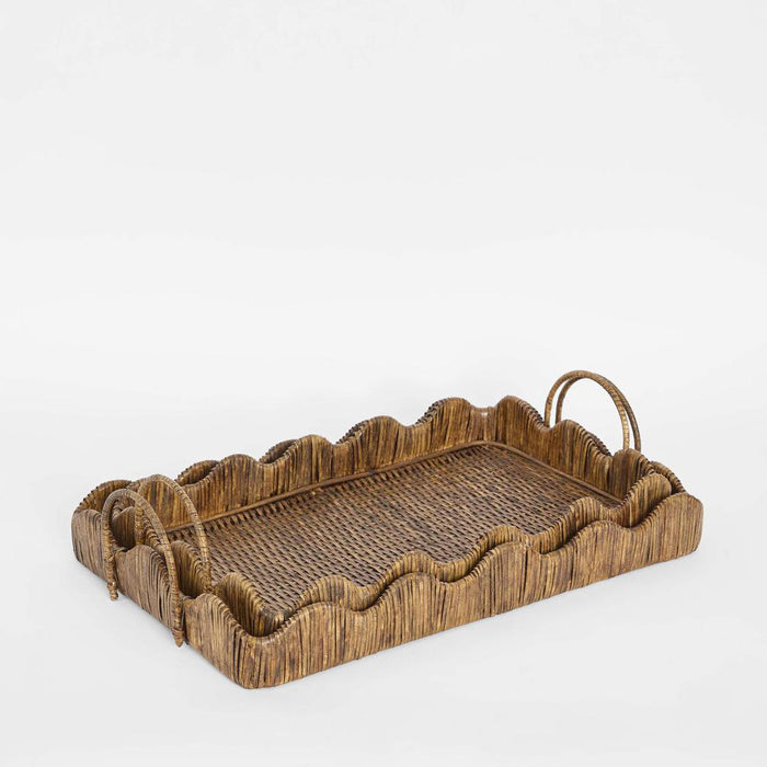 Emma Rattan Scallop Tray Natural