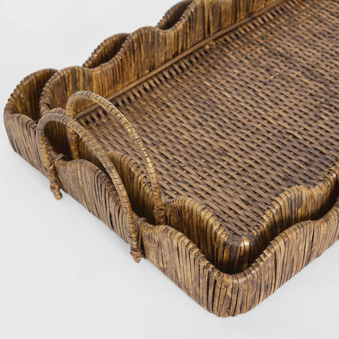 Emma Rattan Scallop Tray Natural