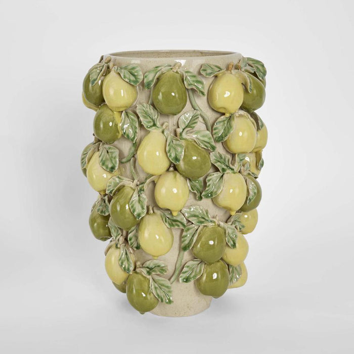Pear Tall Vase Green & Yellow