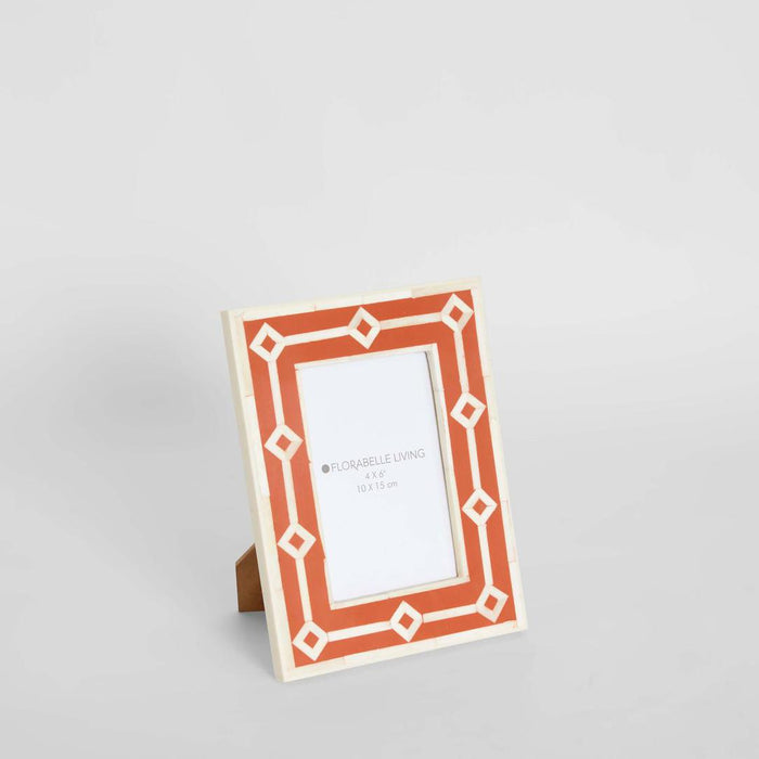 Sasha Bone Inlay Photo Frame Orange 4x6