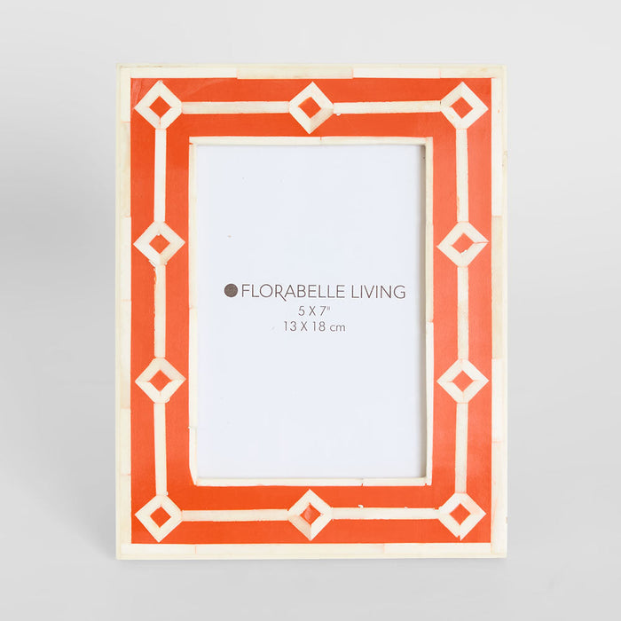 Sasha Bone Inlay Photo Frame Orange 5x7