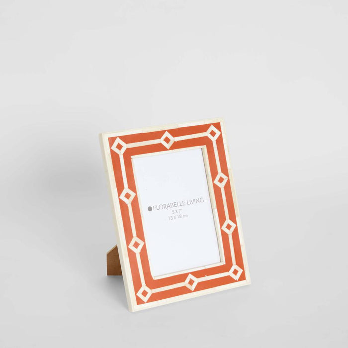 Sasha Bone Inlay Photo Frame Orange 5x7