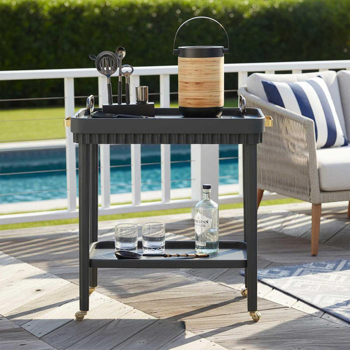 Plantation Wine Cooler Black & Rattan