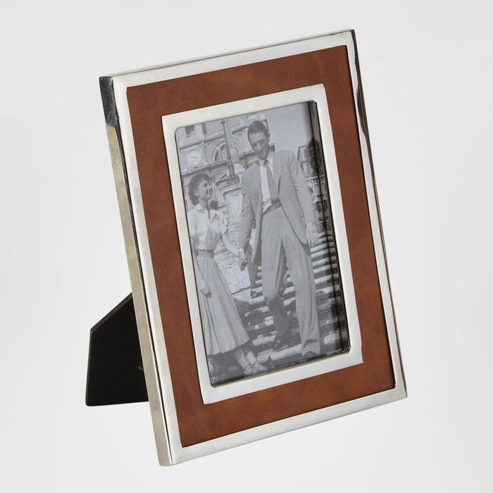 Verona Photoframe Medium Tan & Shiny Nickel