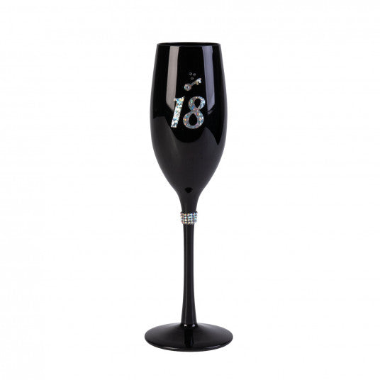 Happy 18th Birthday Black Luxe Champagne Flute