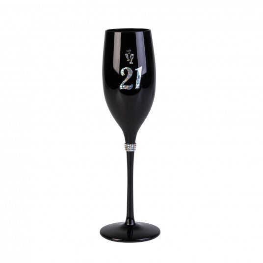 Happy 21st Birthday Black Luxe Champagne Flute