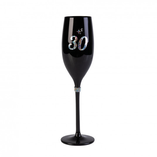 Happy 30th Birthday Black Luxe Champagne Flute