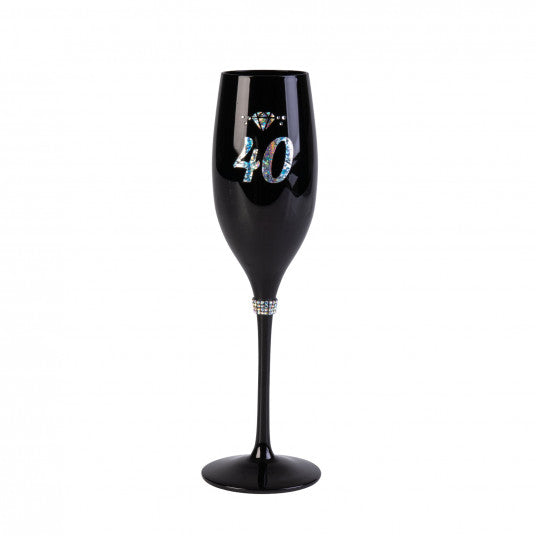Happy 40th Birthday Black Luxe Champagne Flute
