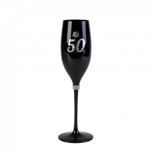 Happy 50th Birthday Black Luxe Champagne Flute