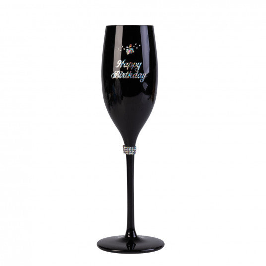 Happy Birthday Black Luxe Champagne Flute