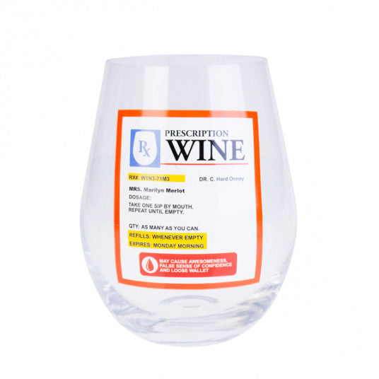Prescription Stemless Wine Glass