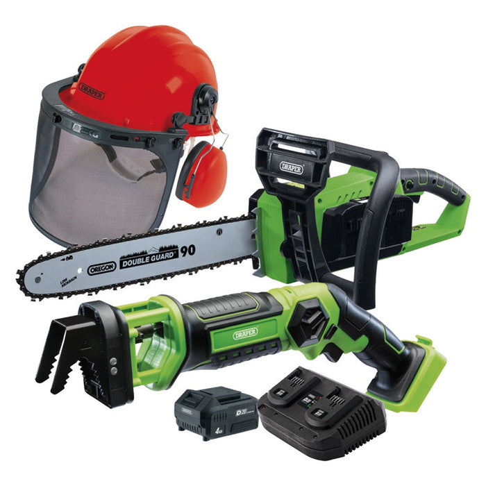 Draper D20 Cordless Garden Saw Kit with Forestry Helmet