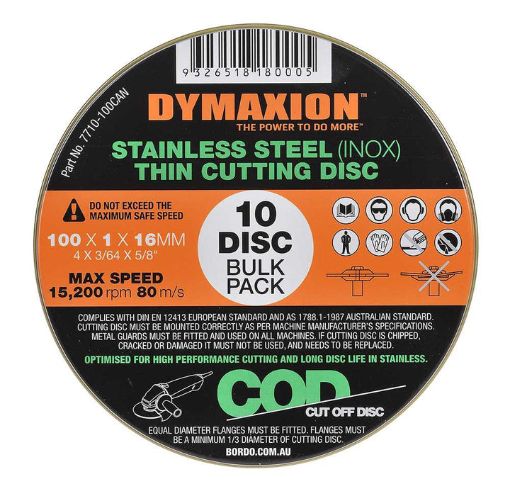 Dymaxion INOX Thin Cutting Disc - 100mm - 10 Piece Tin Pack