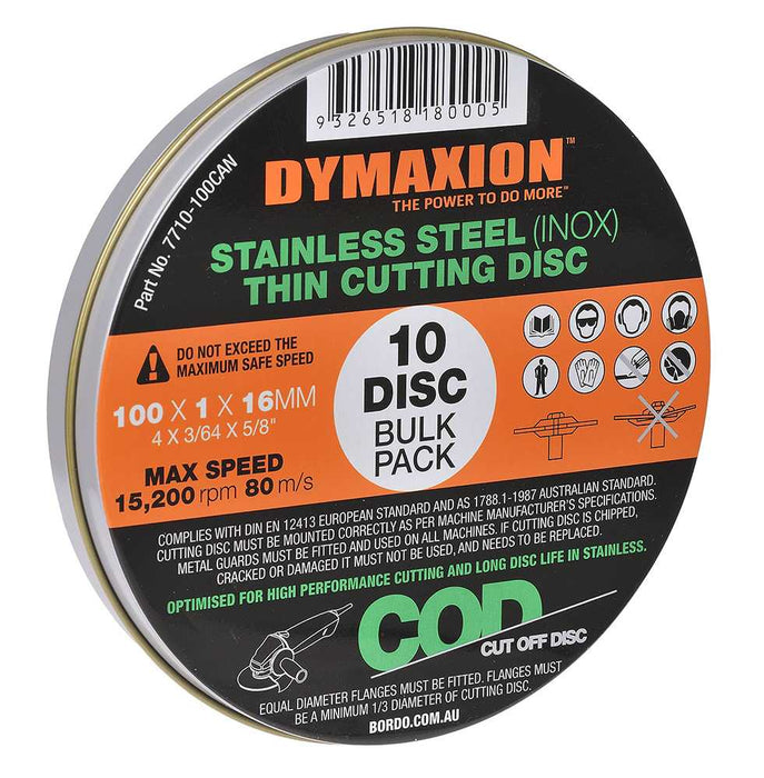 Dymaxion INOX Thin Cutting Disc - 100mm - 10 Piece Tin Pack