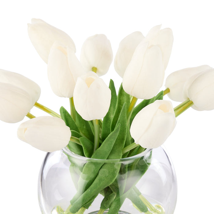 NSIMG-SHA256:36a6cdaff1d312d66d20bf3ae65ab4a0a40138af91cbbe770663503c293266ad · Isalbi Rogue Tulip Bunch - Sphere Vase White