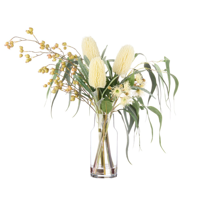 NSIMG-SHA256:875843e5233570ab3171d2f98d8dd345b6a0eb14df0064c7eaa032bb67f3b1fe · Isalbi Rogue Banksia Eucalyptus Mix - Rachel Vase Cream