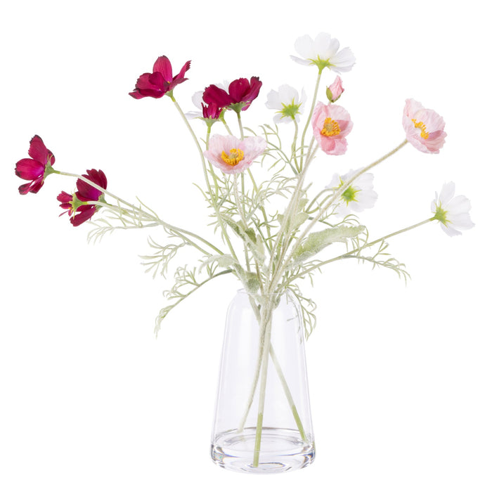 NSIMG-SHA256:3fa2c2dcb504e0d3c47cde808bc4aea4ed44c094289d83e09cea27ace3a8e193 · Isalbi Rogue Poppy Cosmos Mix - Giselle Vase Pink & Purple & White