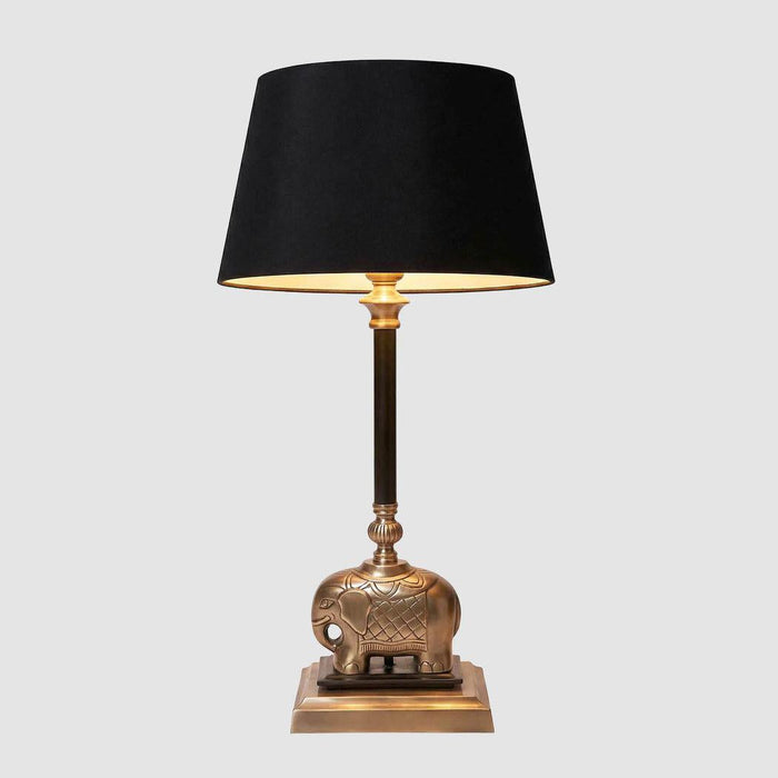 Sabu Elephant Table Lamp Base Antique Brass and Black- Base Only