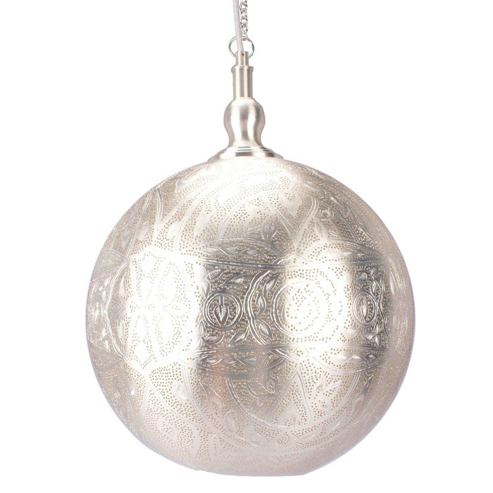 Moroccan Ball Ceiling Pendant Small Silver